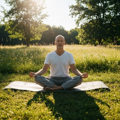 Person practicing mindfulness or meditation in a peaceful setting