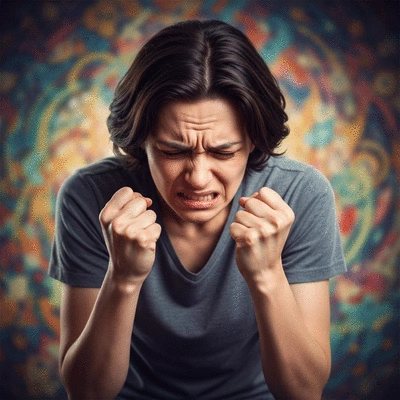 Person experiencing anxiety, with blurred background, symbolizing inner turmoil