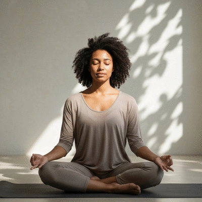 Person meditating in a serene environment