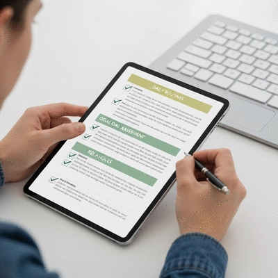 Person reviewing a checklist for habits and motivation