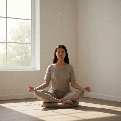 Person meditating peacefully, representing self-acceptance